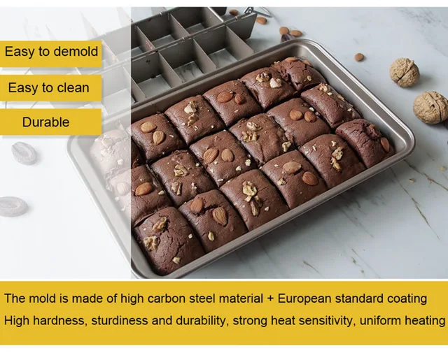 Brownie Cake Pan With Dividers 18 Cavity Loaf Pan Non stick - Temu