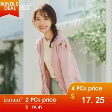 INMAN, весна, Новое поступление, однобортный вязаный кардиган с v-образным вырезом и вышивкой