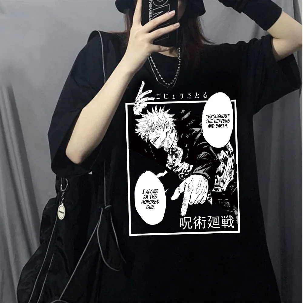 Anime Jujutsu Kaisen T Shirt Men Short Sleeve Manga Graphic Tshirt Satoru Gojo Tee Tops Clothing | Женская одежда