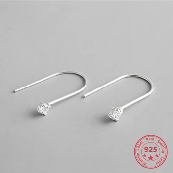 

S925 Sterling Silver Simple Versatile U-shaped Micro-inlaid Zircon Ear Hooks Earrings Women Silver Fine Jewelry Holiday Gift