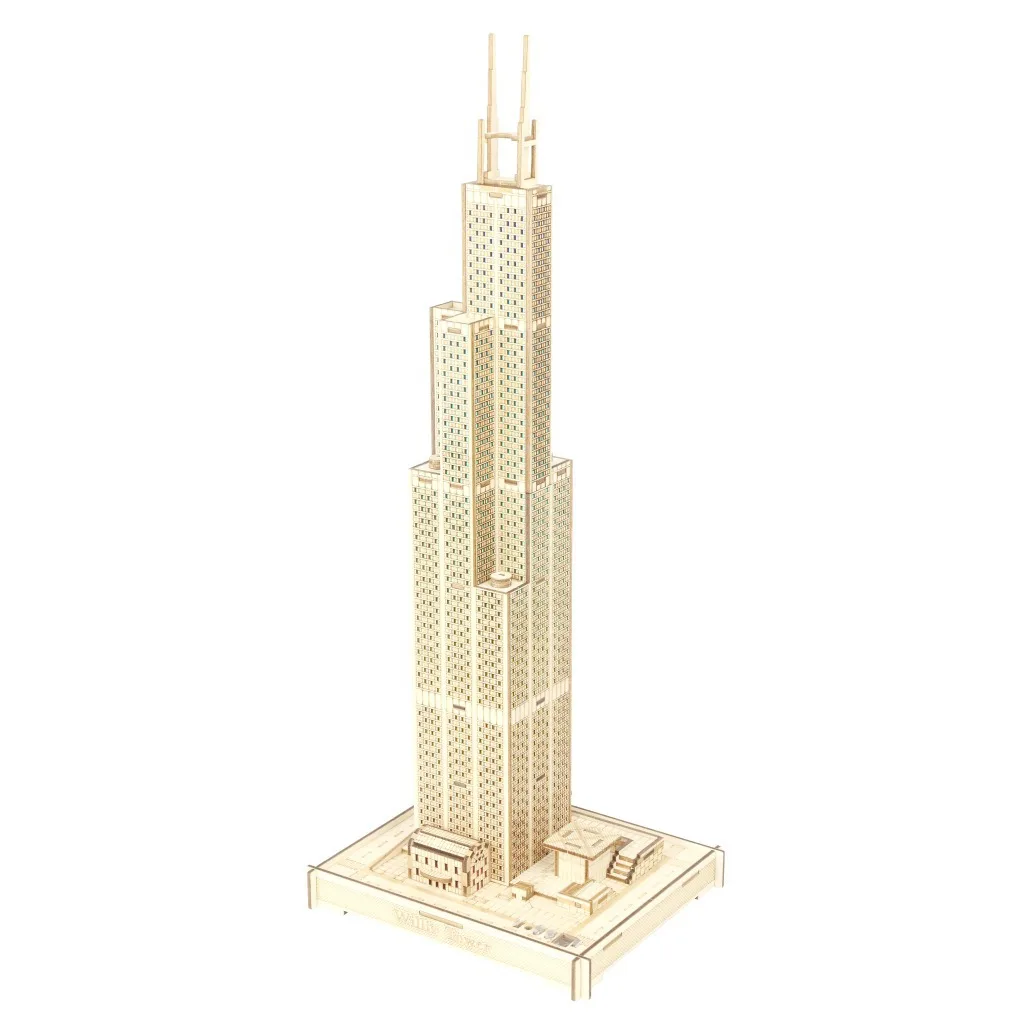 

Sears Tower Colorful Light (B Group) 3D Jigsaw Puzzle Laser Cutting Processing