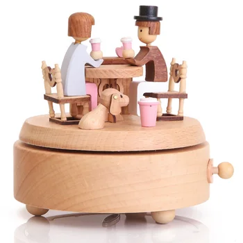 

Wooden Rotating Music Box Clockwork Music Handmade Wooden Box Crafts Accessories Retro Home Decoration Valentine's Day Gift