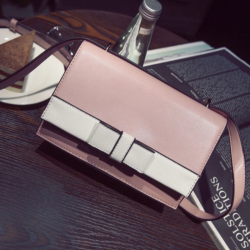 

2019 New Style Magnetic Snap Square Sling Bag Bow Sweet Ladies'-Style One-Shoulder Oblique WOMEN'S Bag