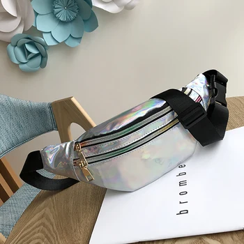 

Fanny Pack Multi-Function Reflective Belt Bag Fashion Sparkling Waist Bag Women'S PVC Chest Pack