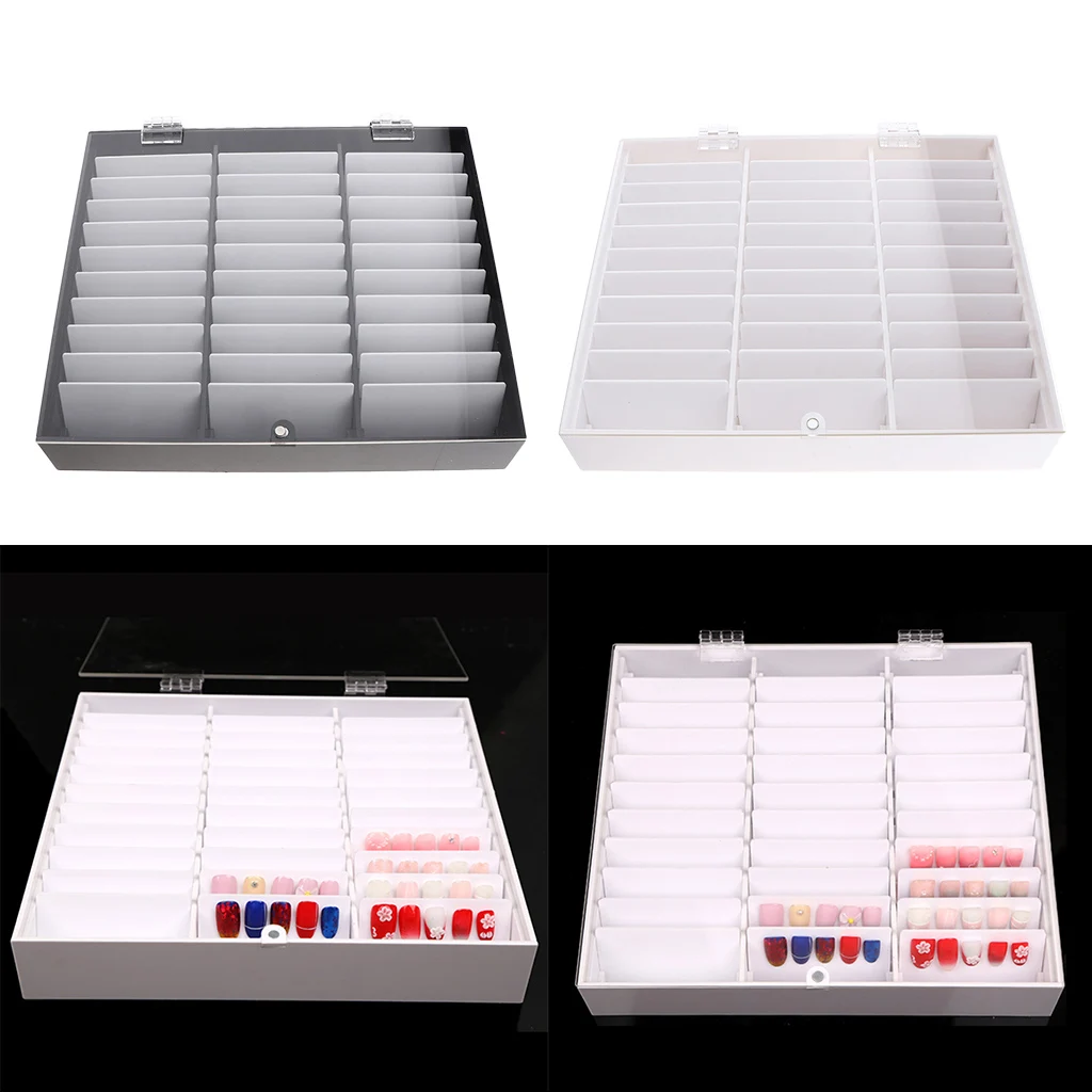 30Grids Acrylic Nail Tips Display Holder Removable False Nail Art Storage Box Organizer Case for Salon Manicure Tools