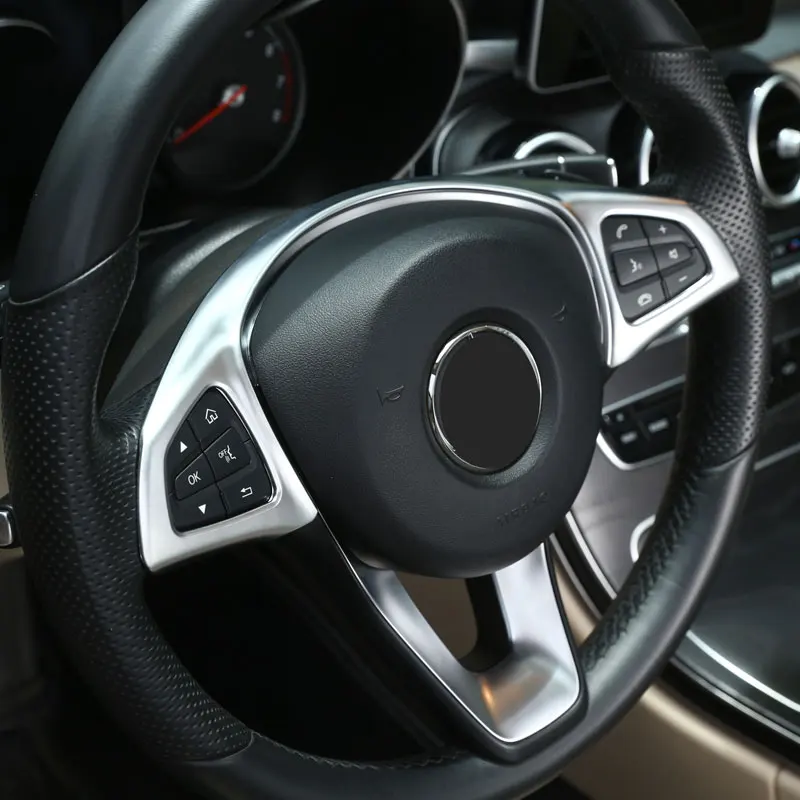 

Newest ABS Chrome Steering Wheel Decoration Frame Trim For Mercedes Benz C GLC E Class W213 W205 2016 2017 Car-Styling
