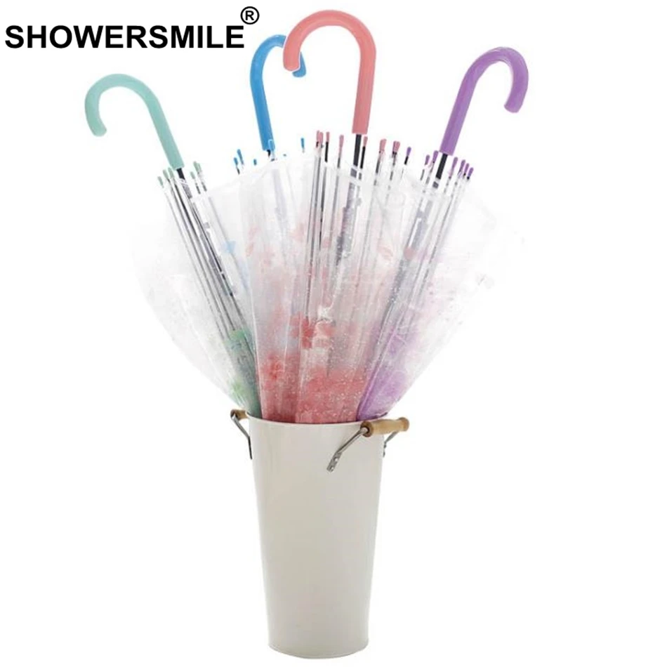 Прозрачный женский зонт Sakura романтичный розовый полуавтоматический прозрачный