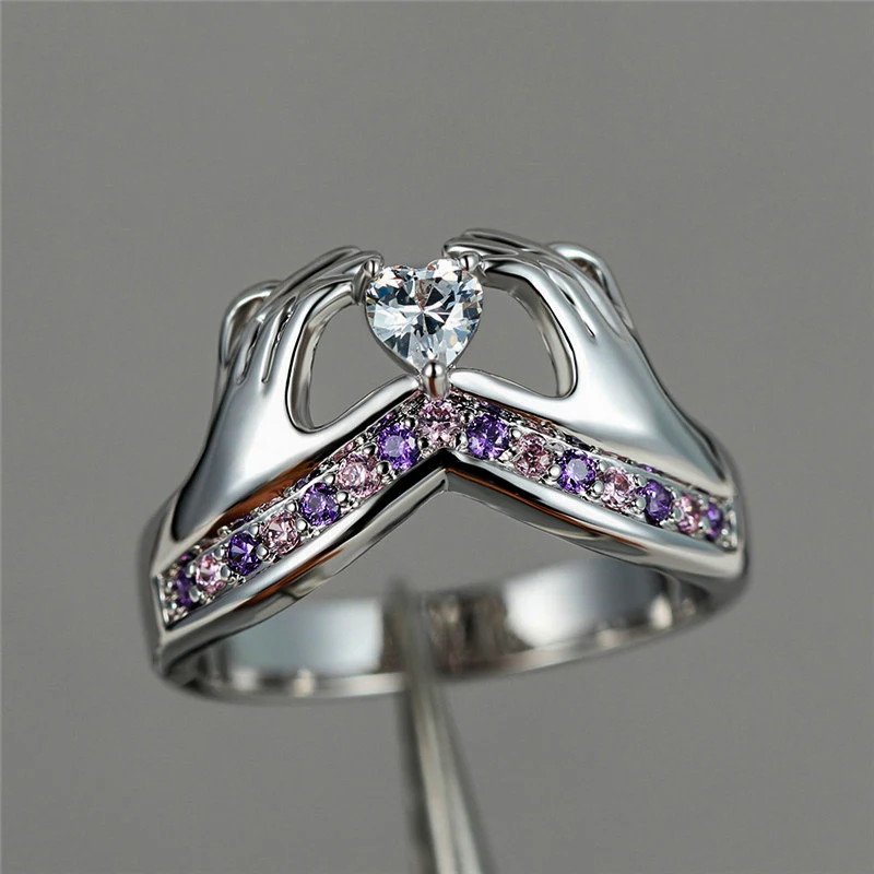 Уникальное женское кольцо с маленьким сердцем Claddagh милые фиолетовые модные