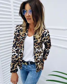 

Fashion Leopard Printed Women Jacket Zipper Cool Solid Slim Biker Motorcycle Soft Short Coat Jacket 2019 New