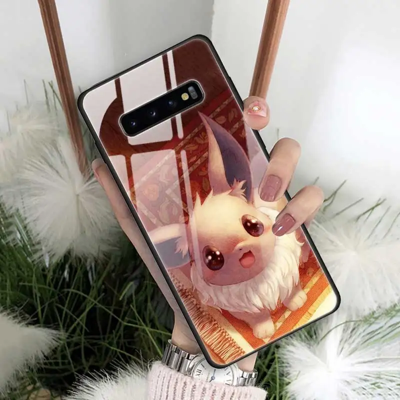 01 Чехол из закаленного стекла с рисунком eevee для samsung Galaxy S10 S10e S9 S8 Note9 Note 10 Plus 5G A50 A30 края из ТПУ - Цвет: 01