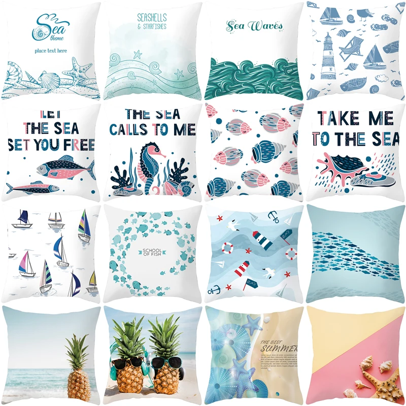 

Наволочка с принтом морской звезды, Морской стиль, Парусная персиковая кожа, декоративная наволочка для дивана, наволочка, подушка, украшение для дома