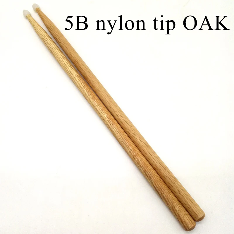 5B OAK nylon tip 2B 5B 5A 7A дубовая барабанная палка/5B 7A Кленовая деревянная барабанная палка/1 пара/5 пар/6 пар/12 пар с нейлоновым наконечником - Цвет: 5B OAK nylon tip