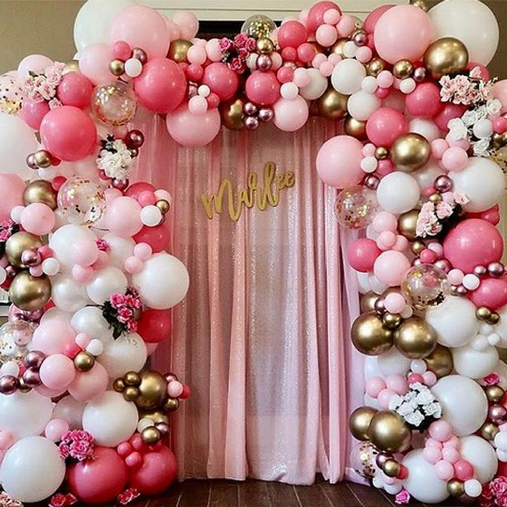 162pcs Hot Pink Chrome Gold White Balloons Arch Garland Wedding Birthday  Party Baby Shower Background Decorations Kids Ball Toys|Ballons &  Accessories| - AliExpress