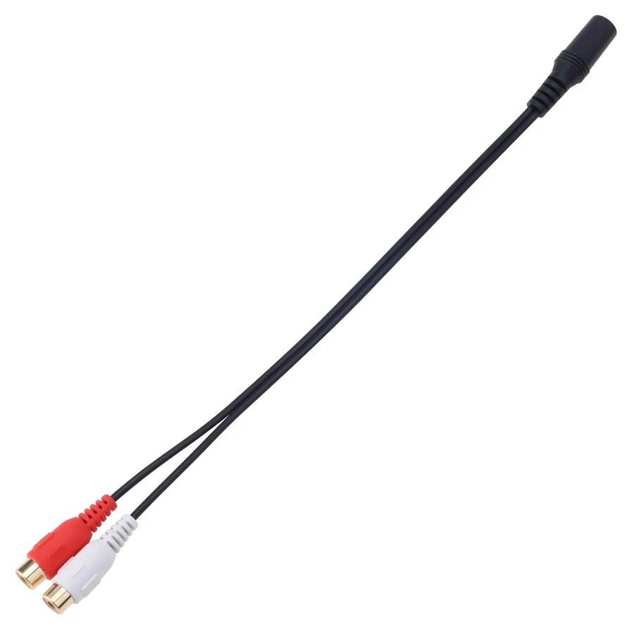 Gold Plated 3 5mm Jack Female to 2 RCA Female Stereo Audio Splitter Adapter Cable For Headphones DVD CD TV VCR 300pcs
