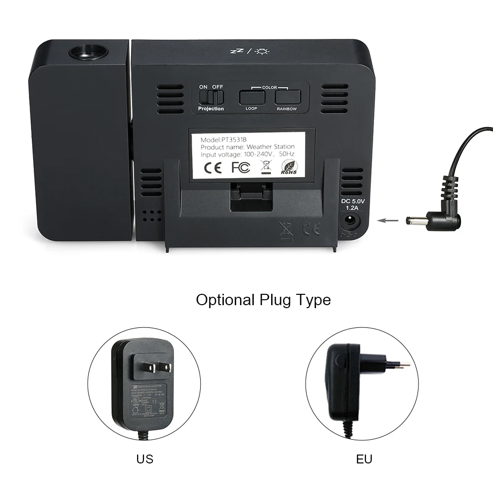 

Hot Multifunctional Digital LCD Screen Radio-Controlled Alarm Clock with Weather Station Calendar Dual Alarm USB Charging