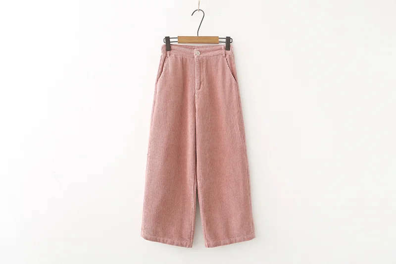 Осенне-зимние женские брюки Pantalon Femme Повседневные вельветовые прямые брюки вельветовые широкие брюки женские узкие брюки с высокой талией HK233 - Цвет: Розовый