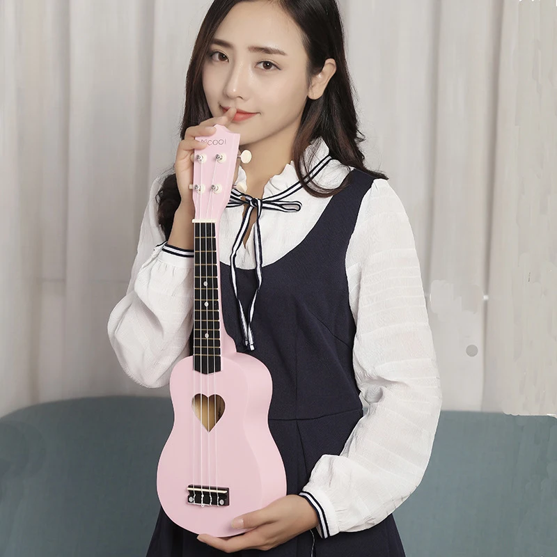 Mcool сопрано укулеле розовый 21 дюймов 4 струны Ukelele дешевые Гавайские мини-гитары в форме сердца тон отверстие липа дерево