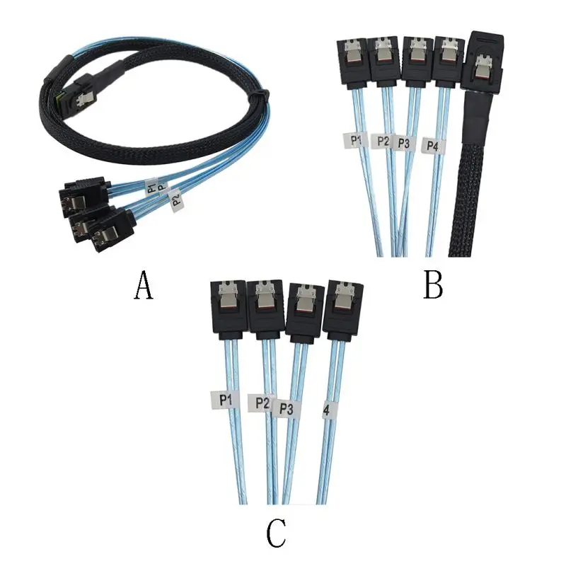 12Gbps Internal SAS 36 Pin Male Cable SFF 8087 To 4 SATA 7 Pin Cord Hard 2