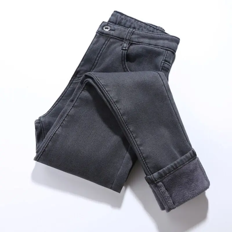 Высококачественные вельветовые джинсы с высокой талией, женская зимняя утепленная одежда, большие размеры, тянущиеся брюки, плюс хлопковые брюки для женщин