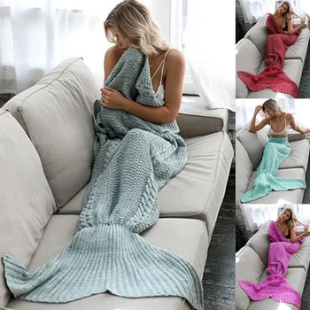 

Mermaid Tail Blanket Crochet Mermaid Blanket For Adult Super Soft All Seasons Sleeping Knitted Blankets