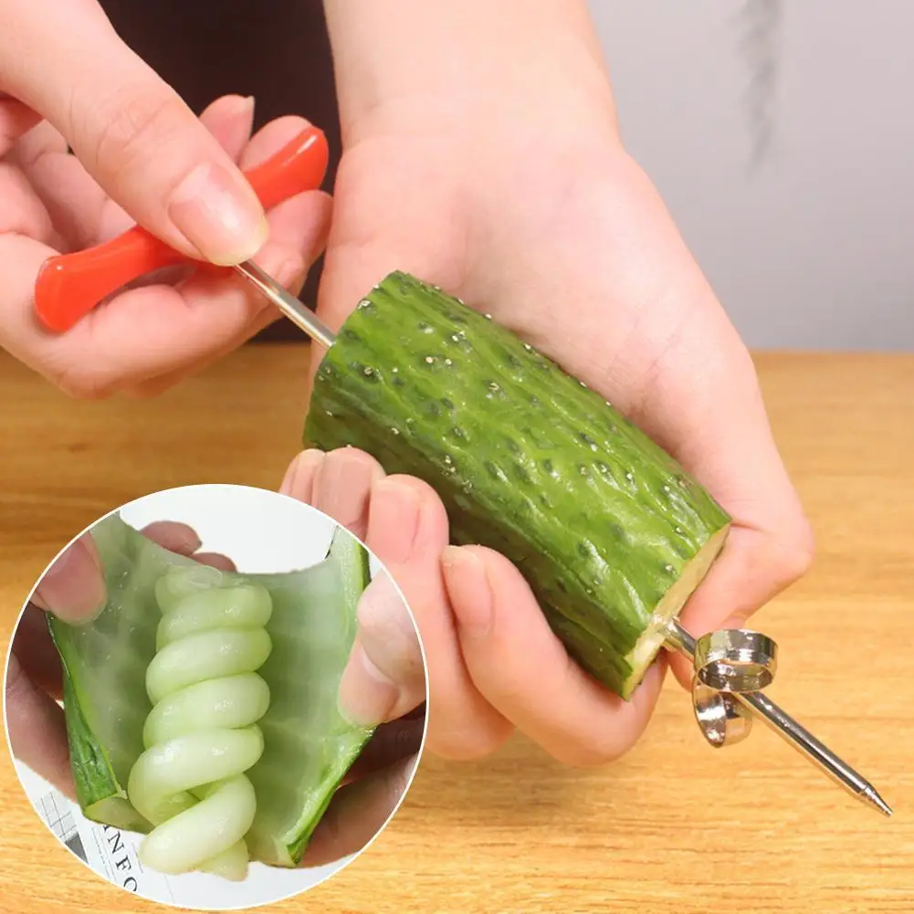 

Stainless Steel Vegetable Roller Spiral Slicer Cutter Gadgets Accessories Vegetable Kitchen Manual Knife Fruit Spiral H2K0