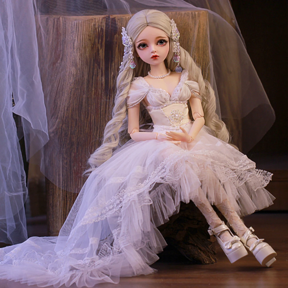 EVA BJD 1/3 белая женская BJD кукла ручной работы макияж 24 дюйма 60 см+ стеклянные глаза+ аксессуары парики одежда обувь свадебный подарок игрушка