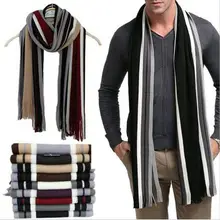 Meihuida, 23 см X 180 см, зимняя мужская классическая Повседневная мягкая хлопковая кашемировая шаль, теплый длинный шарф в полоску с кисточками