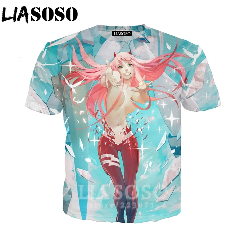 

LIASOSO Darling In The Franxx T Shirt 3D Print Funny Anime Women ZERO TWO Men Tees Tops Men's T-shirts Hip Hop Sportswear D001-2