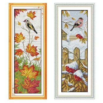 

Counted Cross Stitch Kit Autumn Winter Scenery Pattern Printed Canvas 11CT 14CT Stamped Fabric Kit Needlework Art Embroidery Set