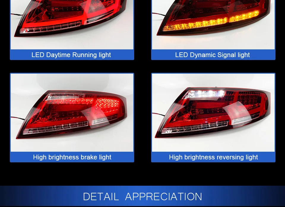 Car Styling Tail Lamp for Audi TT taillight 2006-2013 LED Rear Lamp DRL Dynamic Signal Brake auto Accessories