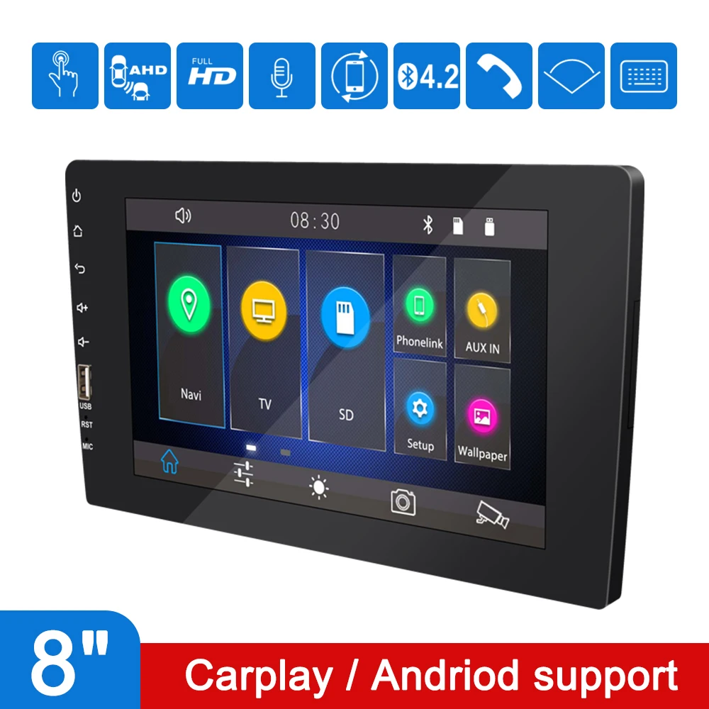 

For Carplay Andriod 8" Car MP5 Player Auto Radio Audio FM Stereo 12V Mirror Link IPS Touch Screen 2 Din Auto Accessories