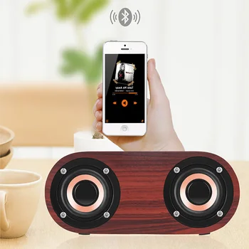 

Hot Sale Portable Desktop 6W Wooden Double Horn 4.2 Bluetooth Wireless Loudspeaker Support AUX TF Card Audio Phone Call