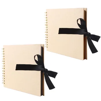 

40 Sheets DIY Scrapbook Photo Album with Silk Ribbon for Guest Book Anniversary Valentines Day Gifts 8.27 x 11.69 inch