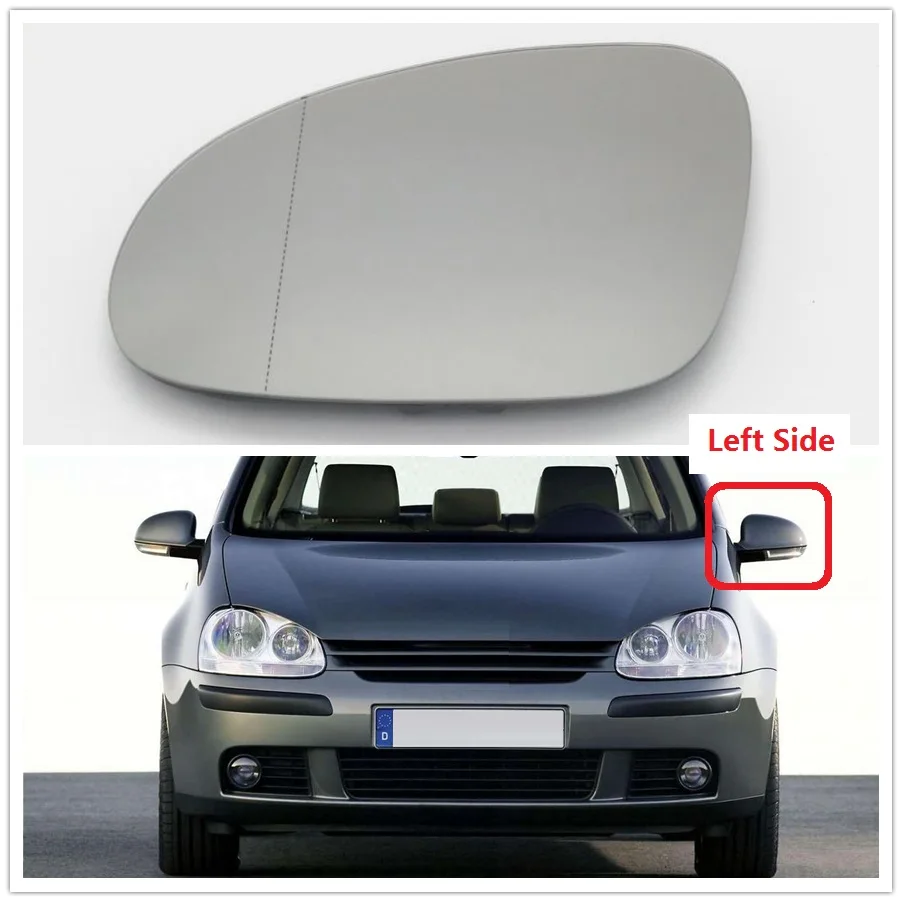 Left Driver Side Car Door Side Mirror Heated Glass Car-Styling For VW Golf V MK5 2006 2007 2008 2009