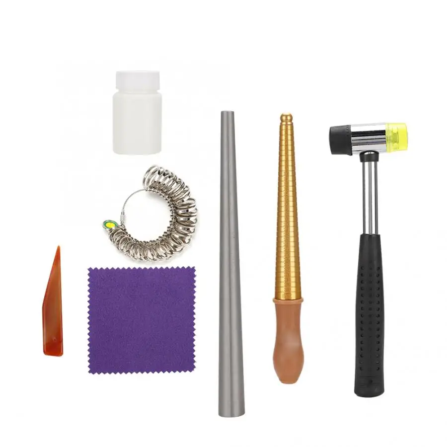 7pcs/ set Jewelry Washing Fluid Polishing Knife Finger Ring Mandrel Stick Ring Sizer Jewelry Polishing Making Tool Accessories