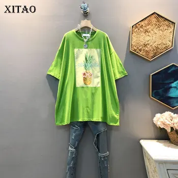 

XITAO Pattern Patchwork T Shirt Fashion Pleated Pullover Small Fresh Casual Style 2020 Spring Elegant Style Tee Top DMY4350