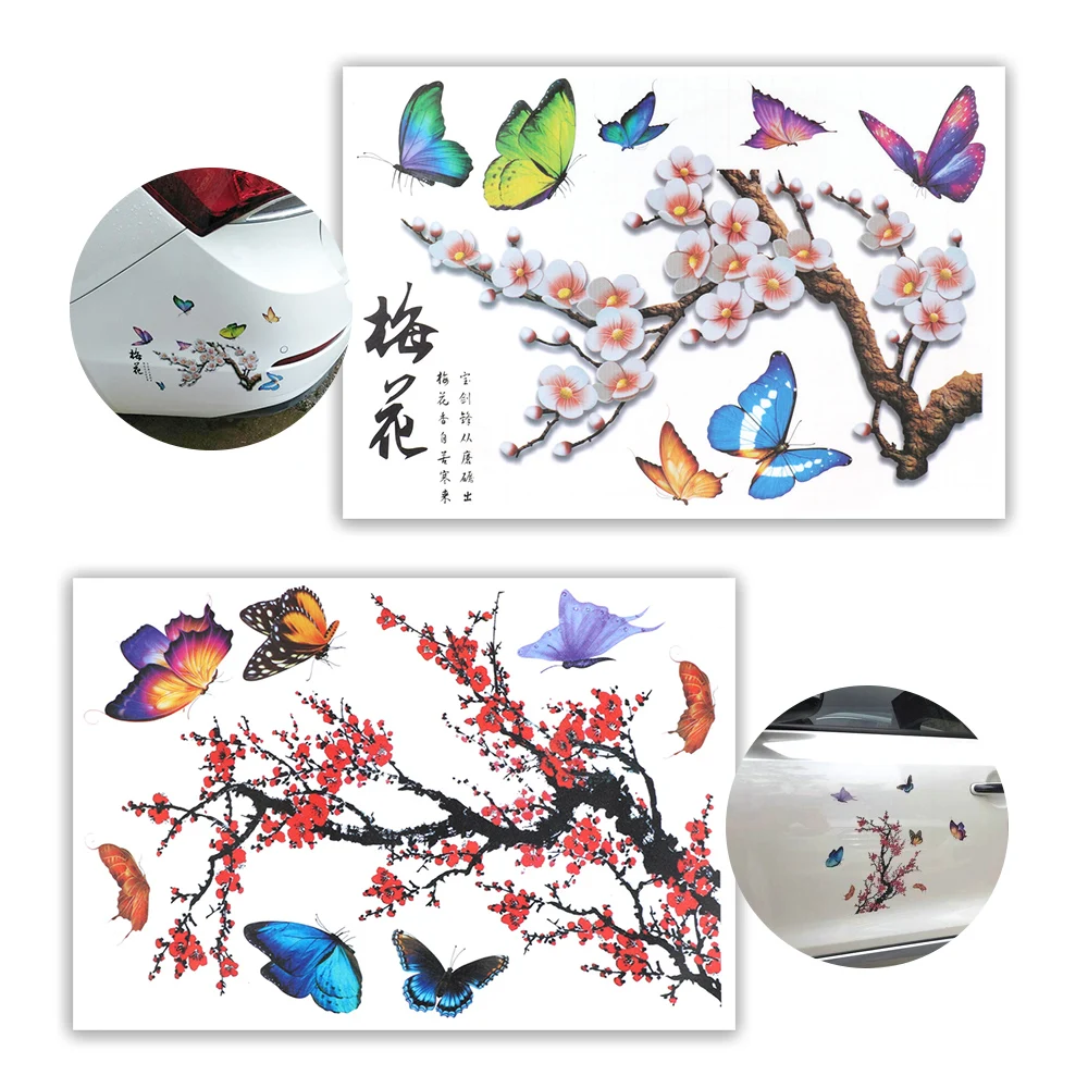

LEEPEE Car Decal Car Stickers Scratch Cover Auto Accessories Butterfly Plum sticker Car-Styling Sticker Funny Auto Decals