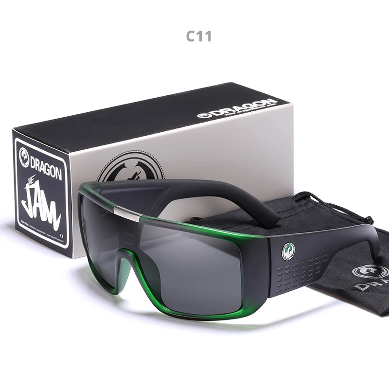 Ветрозащитные зеркальные линзы для мужчин Дракон DOMO для вождения рыбалки Солнцезащитные очки Квадратные очки для мужчин UV400 летние оттенки очки - Цвет линз: C11