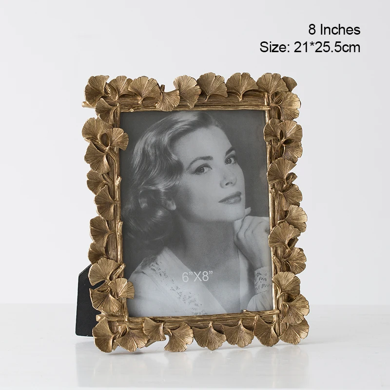 Rectangular 8 inches Miz 1 шт. роскошный стиль барокко Золотой 3D трехмерный гинкго домашний декор смола квадратная коробка для фотографий настольная фоторамка - Цвет: Rectangular 8 inches
