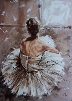 

Hand Painted Texture Oil Painting Wall Art Ballet Girl Is Thinking Abstract Picture For Living Room Hotel Decor