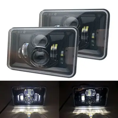 2PCS BLACK 4 шт. DOT утвержден черный проектор 4x6 дюймов светодиодный фары прямоугольный H4651 H4652 H4656 H4666 H6545 для Ford грузовик - Цвет: 2PCS BLACK