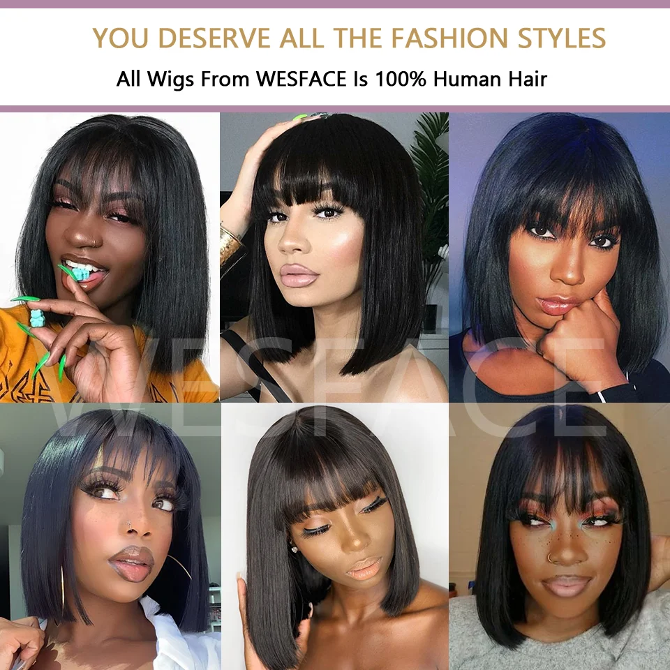 REMY 100%人毛フルウィッグ ボブ ストレートショートボブ黒人女性の