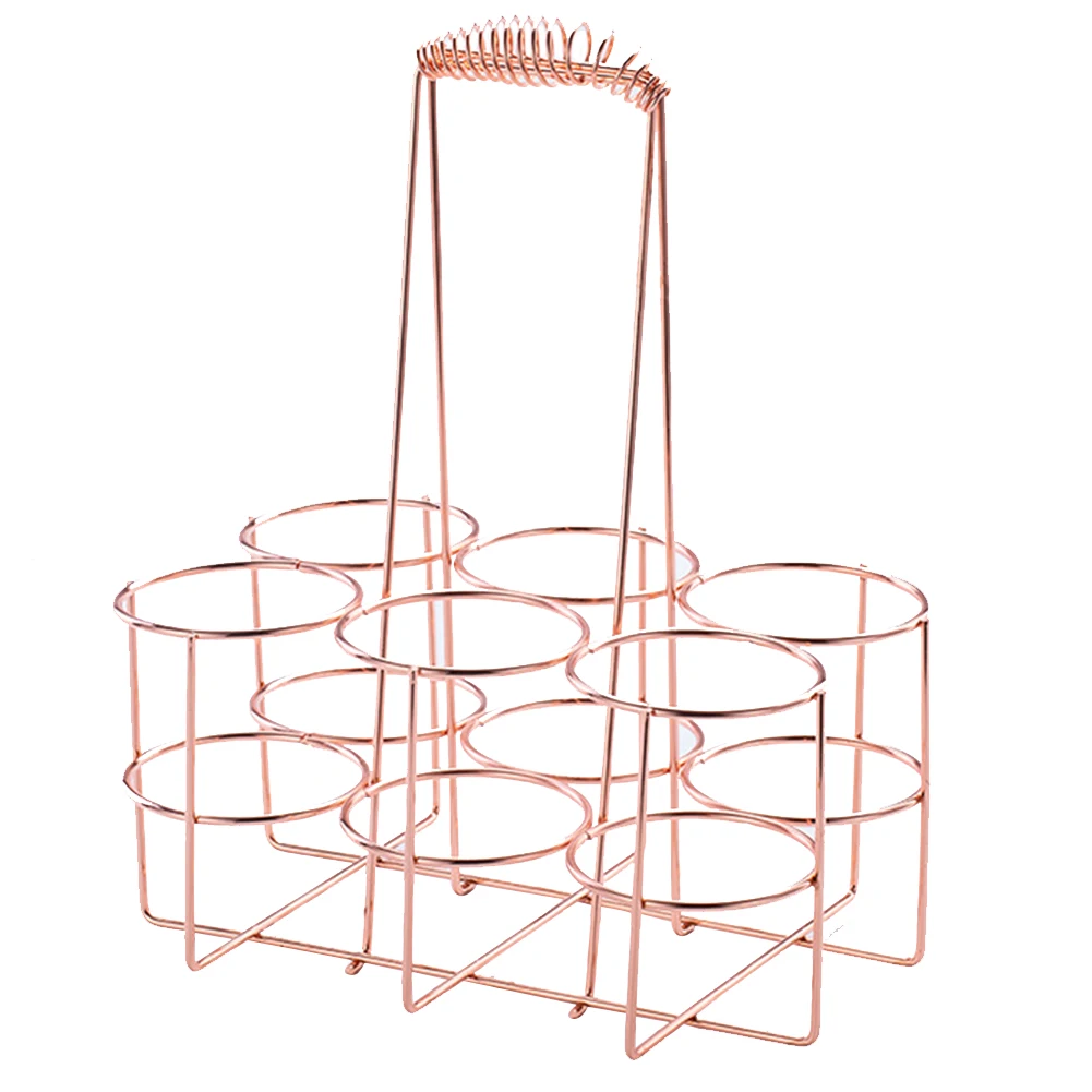 6 бутылочных барных аксессуаров, подставка для дома, портативный практичный Органайзер, стойка с ручкой, железный держатель для хранения, кухонный многофункциональный держатель для пива - Цвет: Rose Gold