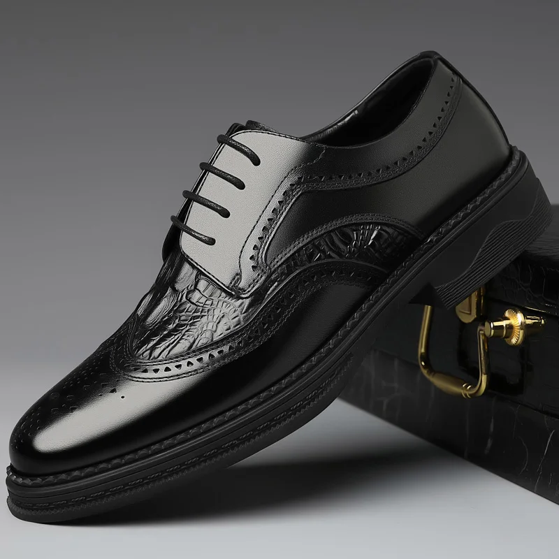 2021 New Men Formal Shoes Brithsh Style Gentleman Brogue Fashion Business Leather Comfortable Low Top Casual Shoe | Обувь