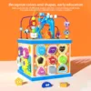 Wooden Bead Maze Activity Play Cube Activity Center Learn Puzzle Toy Colorful Wooden Bead Maze Roller Coaster Activity Cube Toys 3