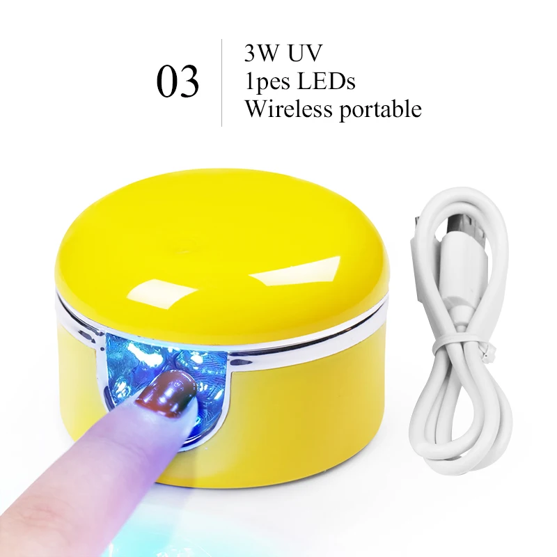 3 Вт УФ светодиодный светильник для ногтей одна лампочка на палец гель лак для ногтей сушилка сушильная машина умный датчик 45 s/60 s USB разъем Маникюрный Инструмент - Цвет: 3