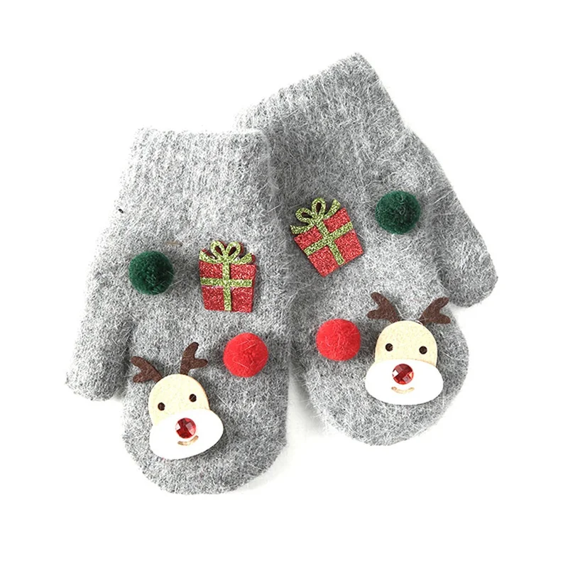 Лидер Продаж Детский Теплый зимний хлопковый KnittedChristmas олень милый полный палец перчатки варежки для мальчиков и девочек; детские толстые мягкие перчатки подарок