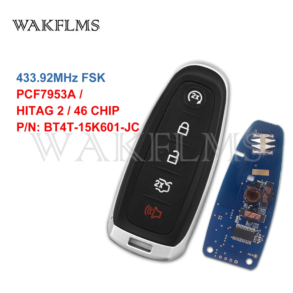 5 кнопок 433 МГц PCF7953 чип смарт дистанционные брелки для ключей для Ford Focus Edge Escape Explorer Телец Flex 2011- BT4T-15K601-JC