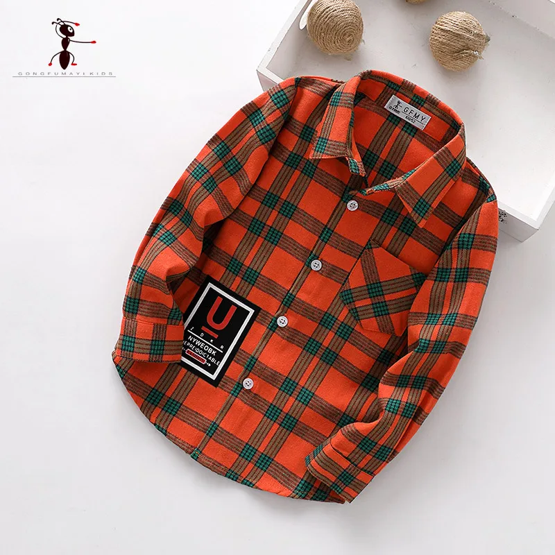 Style 4 Лидер продаж, рубашка из хлопка для маленьких мальчиков, фланелевая детская блузка с отложным воротником, топы, рубашки в клетку для малышей 2-12 лет, Детские рубашки - Цвет: Style 4