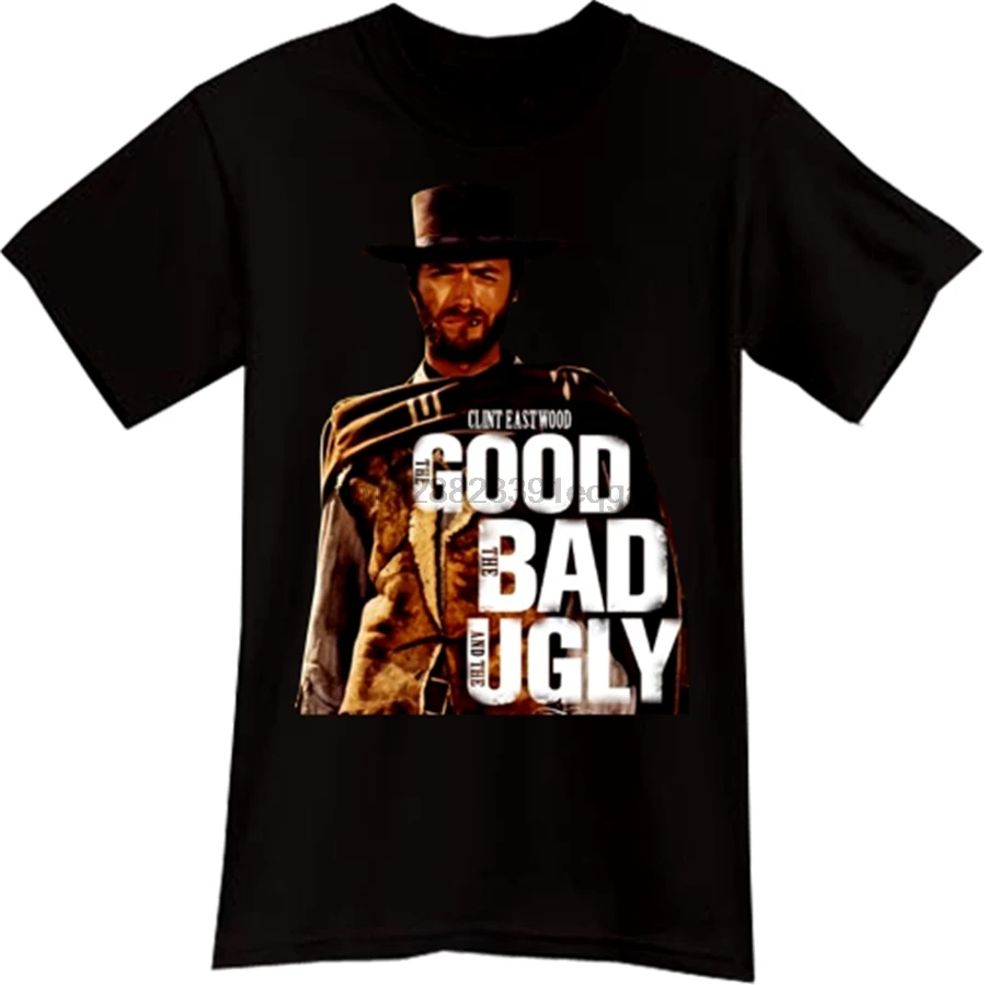 Клинтский Eastwood The Good Bad уродливый ковбойский фильм черная футболка